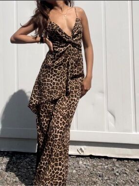 Zara Leopard Print Wide-Leg Jumpsuit - Brown/Black